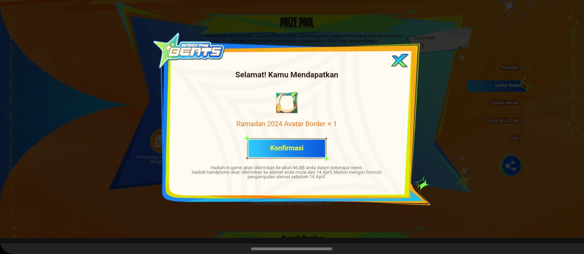 Cara Mendapatkan THR Mobile Legends - Hadiah THR pertama mimin Raintekno