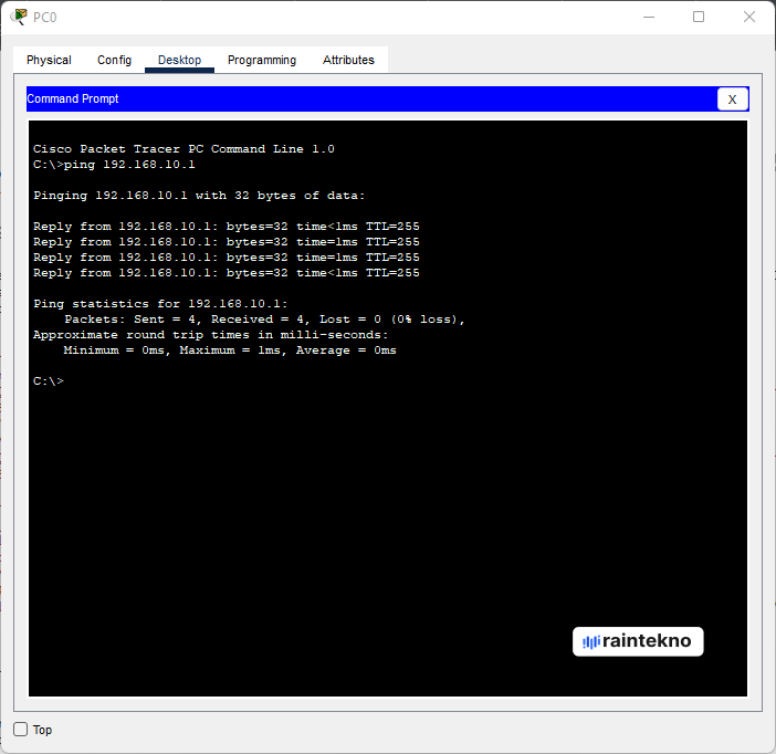 Cara Konfigurasi DHCP Server di Router Cisco Packet Tracer - Pengetesan Koneksi