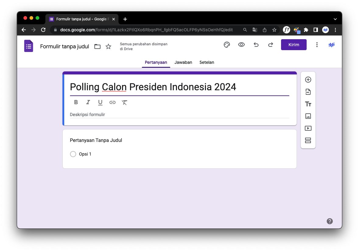 Cara Membuat Polling Pemilu 2024 di Google Form
